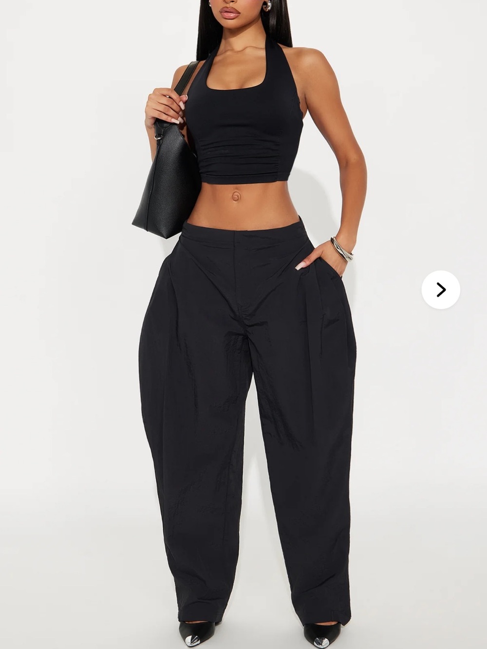 Fashion Nova Nylon Windbreaker Pant - Black